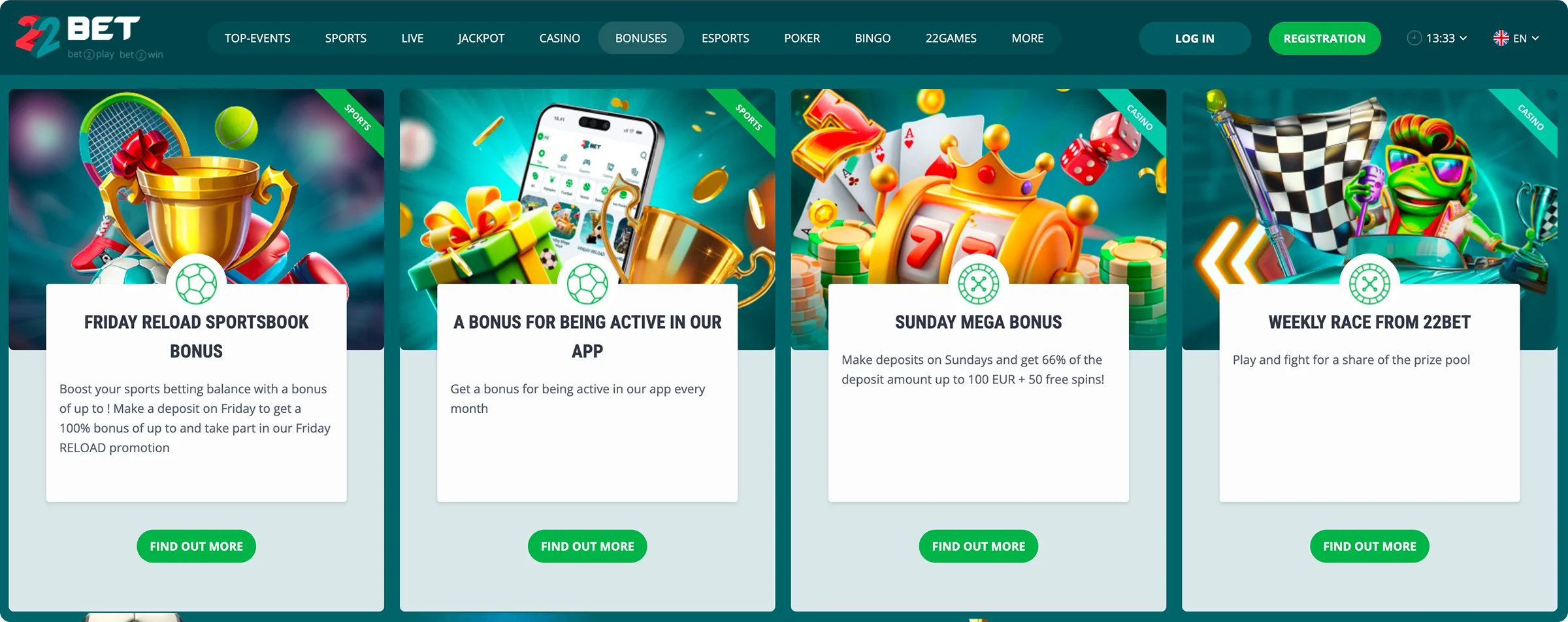 22Bet Bonus Offers and Promotions